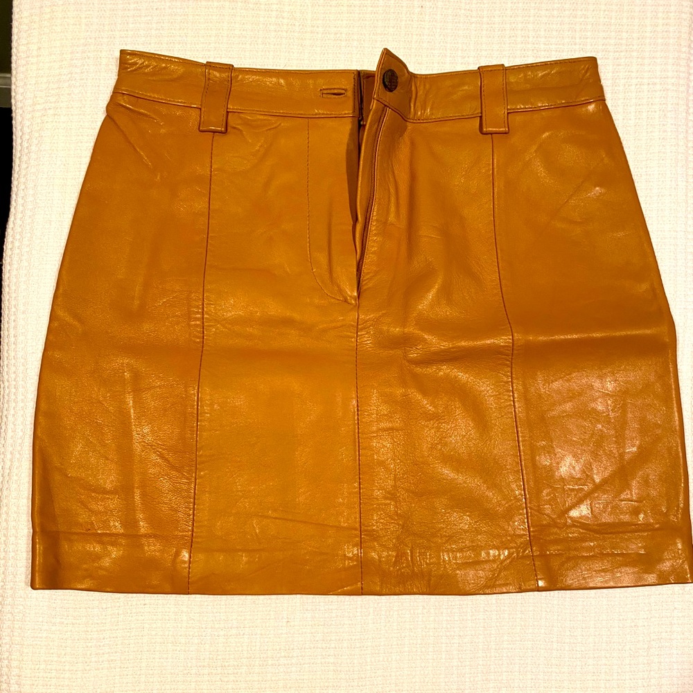 Leather Beige Mini Skirt